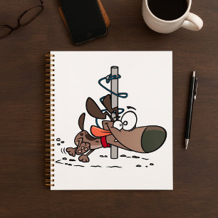 Cartoon Dog Tangled Around Pole with Leash Planner