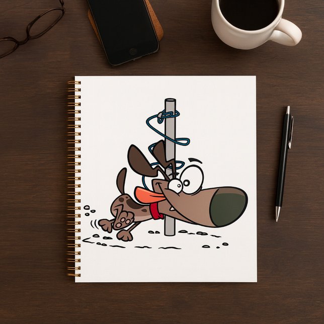 Cartoon Dog Tangled Around Pole with Leash Planner (Creator Uploaded)