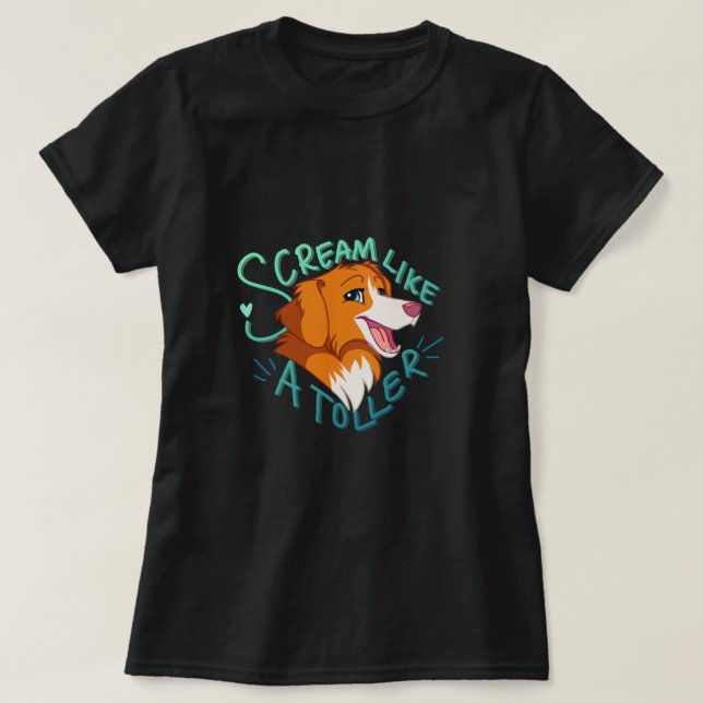 Cartoon Dog Toller Scream Duck Tolling Retriever T-Shirt (Design Front)