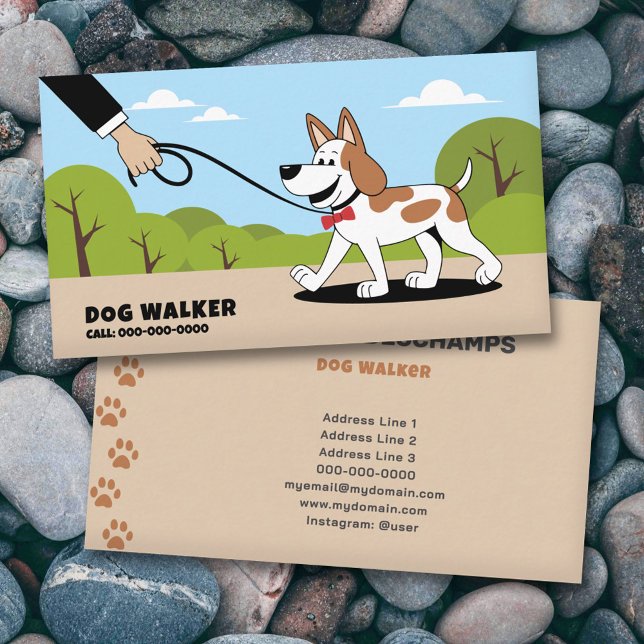 Cartoon - Dog Walker Business Card (Cartoon - Dog Walker Business Card)