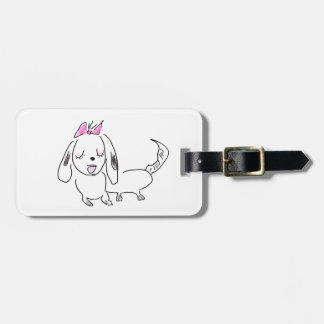 Cartoon Dog With a Pink Bow Luggage Tag