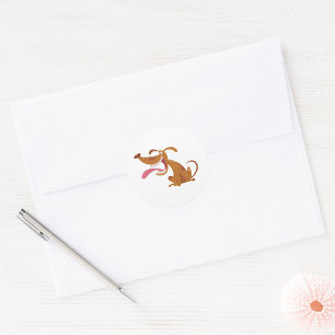 Cartoon Dog with Big Smile and Tongue Out Classic Round Sticker