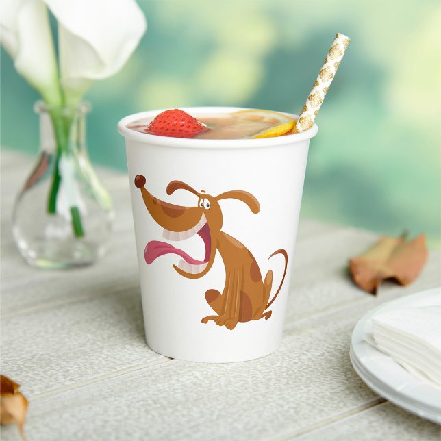 Cartoon Dog with Big Smile and Tongue Out Paper Cups (Creator Uploaded)