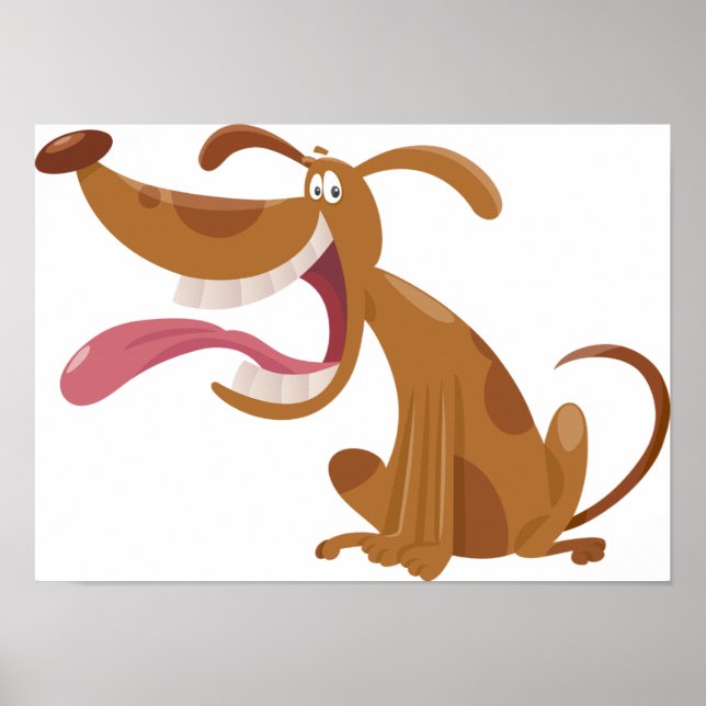 Cartoon Dog with Big Smile and Tongue Out Poster (Front)