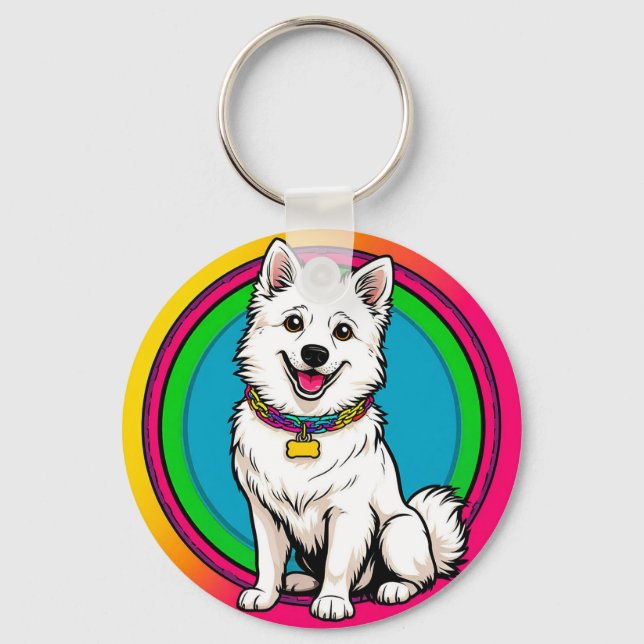 🐶 Cartoon Dog With Collar For Everyday Carry 🐶 Key Ring (Front)