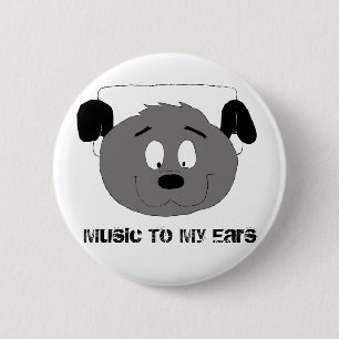 Cartoon Dog With Headphones 6 Cm Round Badge