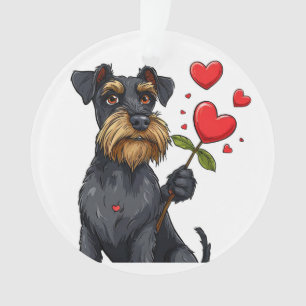Cartoon Dog With Heart Flower Gift For Dog Lovers Ornament