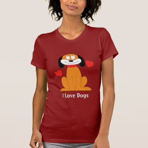Cartoon Dog With Hearts T-Shirt