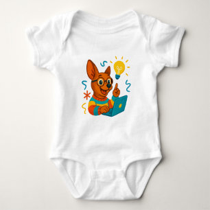 Cartoon Dog with Laptop and Idea Baby Bodysuit
