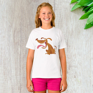 Cartoon Dog With Tongue Out Girls T-Shirt
