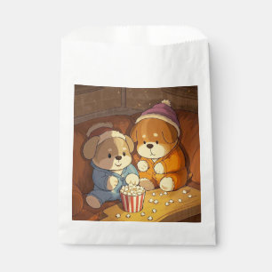 Cartoon dogs puppies with popcorn favour bags