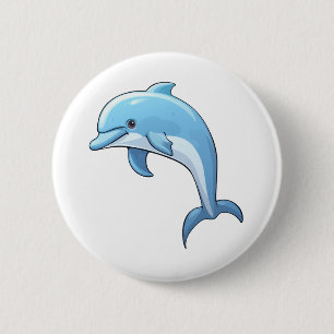 Cartoon dolphin illustration 6 cm round badge