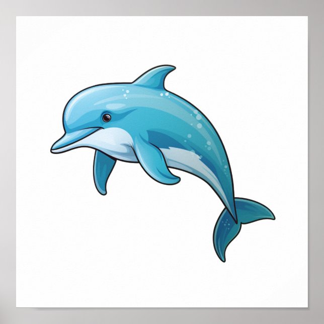 Cartoon dolphin illustration poster (Front)