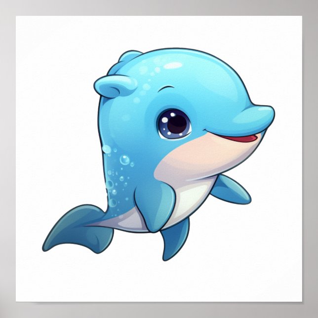Cartoon dolphin illustration poster (Front)
