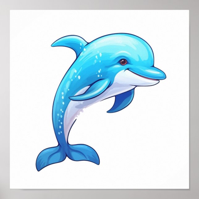 Cartoon dolphin illustration poster (Front)