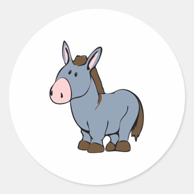 Cartoon Donkey Classic Round Sticker (Front)