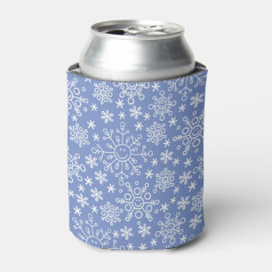 Cartoon Doodle Winter Snowflakes Can Cooler