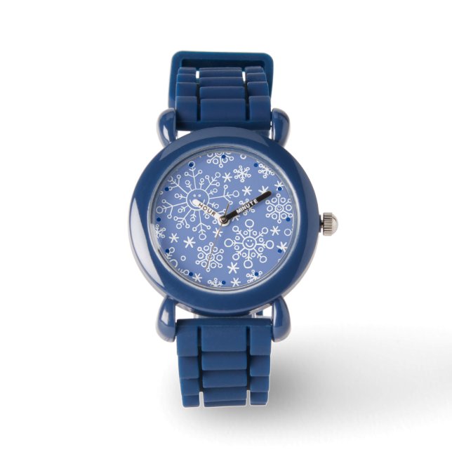 Cartoon Doodle Winter Snowflakes Watch (Front)