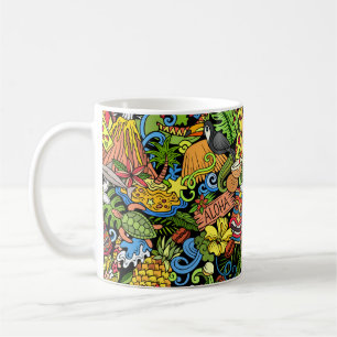 Cartoon doodles Hawaii seamless pattern. Backdrop Coffee Mug