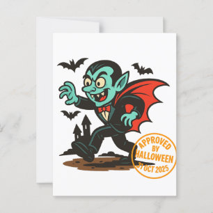 Cartoon Dracula Vampire – Approved by Halloween Postcard