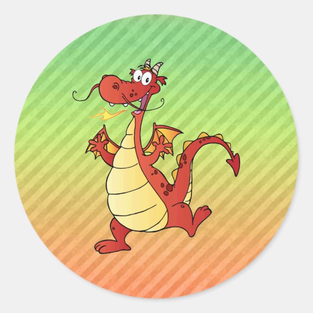 Cartoon Dragon Design Classic Round Sticker (Front)