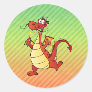 Cartoon Dragon Design Classic Round Sticker