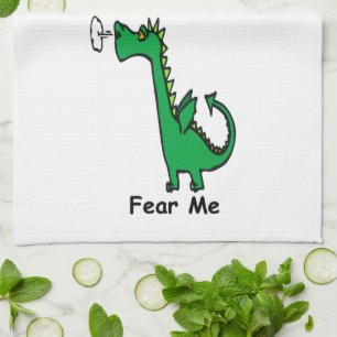 Cartoon Dragon Fear Me Tea Towel