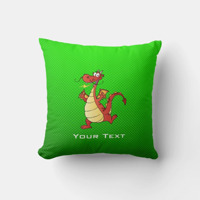 Cartoon Dragon; Green Cushion (Front)