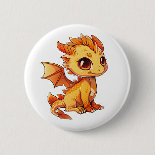 Cartoon dragon illustration 6 cm round badge