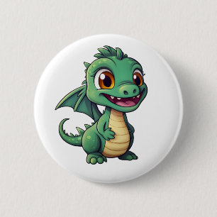 Cartoon dragon illustration 6 cm round badge