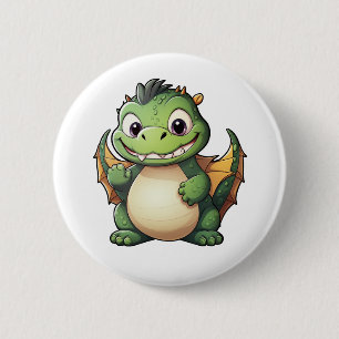 Cartoon dragon illustration 6 cm round badge