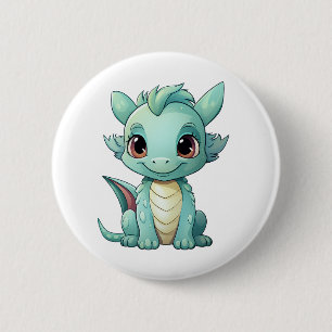 Cartoon dragon illustration 6 cm round badge