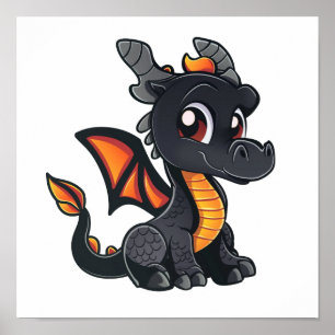 Cartoon dragon illustration poster