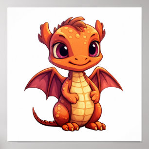 Cartoon dragon illustration poster
