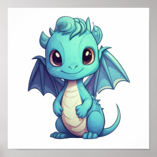 Cartoon dragon illustration poster