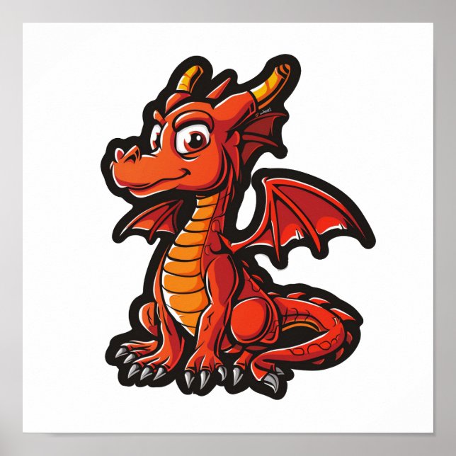 Cartoon dragon illustration poster (Front)