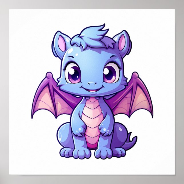 Cartoon dragon illustration poster (Front)