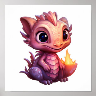 Cartoon dragon illustration poster