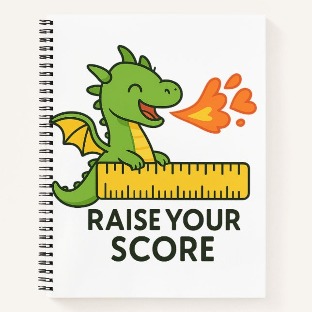 Cartoon Dragon Ruler Sticker – Cute School  Notebook (Front)