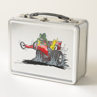 Cartoon dragster metal lunch box