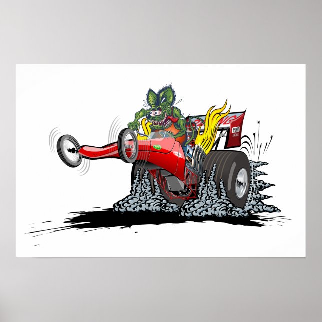 Cartoon dragster poster (Front)