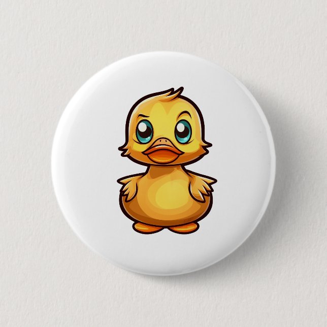 Cartoon duck illustration 6 cm round badge (Front)