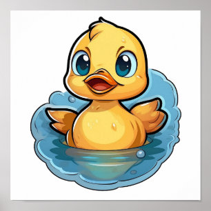 Cartoon duck illustration poster