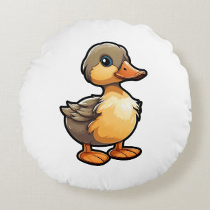 Cartoon duck illustration round cushion