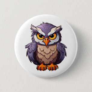 Cartoon eagle illustration 6 cm round badge