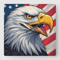 Cartoon Eagle with American Flag Patriotic Design