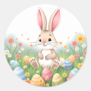 Cartoon Easter Bunny  Classic Round Sticker