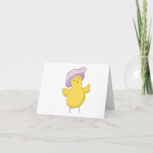 Cartoon Easter Chicken with Cup on Head BLANK  Card