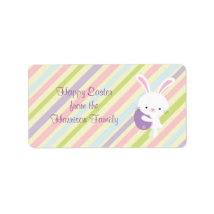 Cartoon Easter Rabbit with Stripes Labels