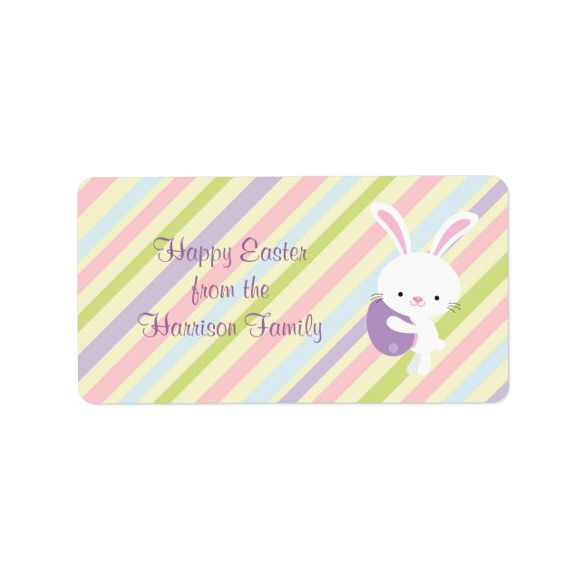 Cartoon Easter Rabbit with Stripes Labels (Front)